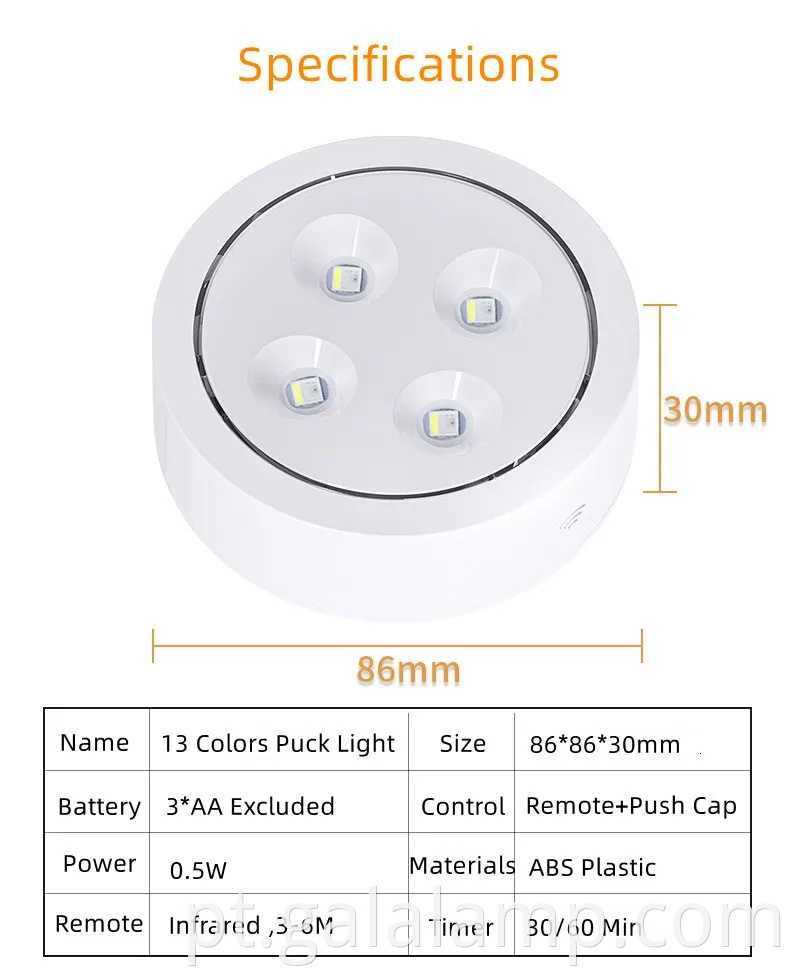 Luz de disco sem fio RGB diminuída para decoração de casa elegante